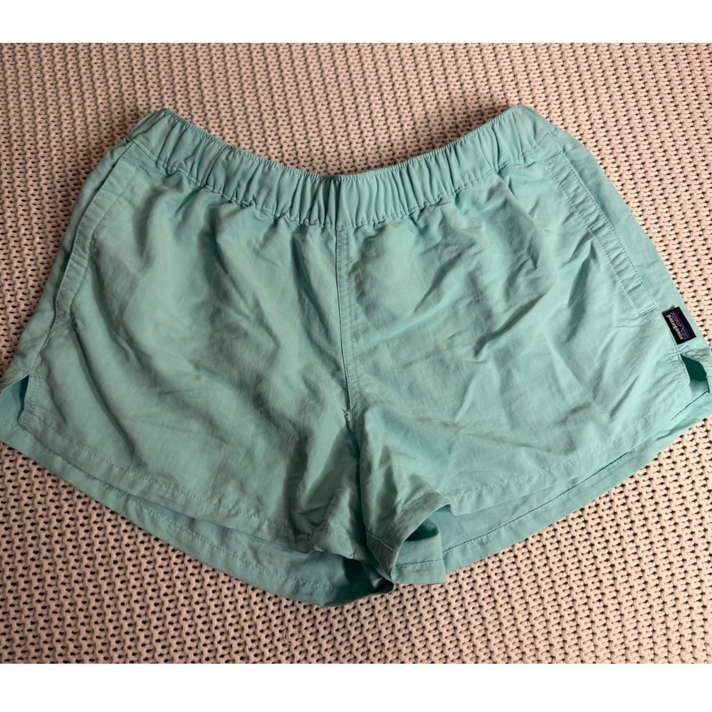 Patagonia Worn Wear Baggies Shorts Womens Small Aqua Blue Nylon Hiking Water